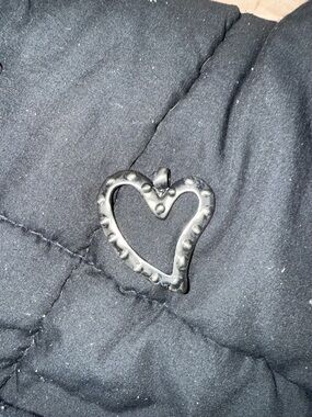 Studded Heart Pendant - Silver Metal